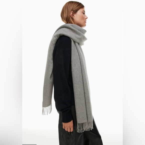 Aritzia Accessories - Aritzia Wilfred Grey Fringed Blanket Scarf